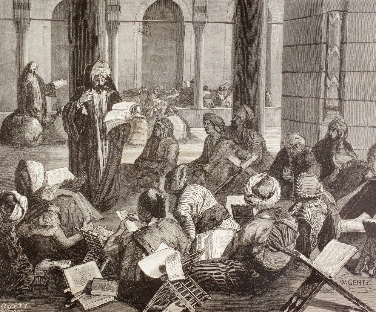 Professori luennoi Al-Azharin yliopistossa Kairossa 1800-luvulla Barcelonassa 1880 julkaistusta El Mundo Ilustradosta tekijältä European School