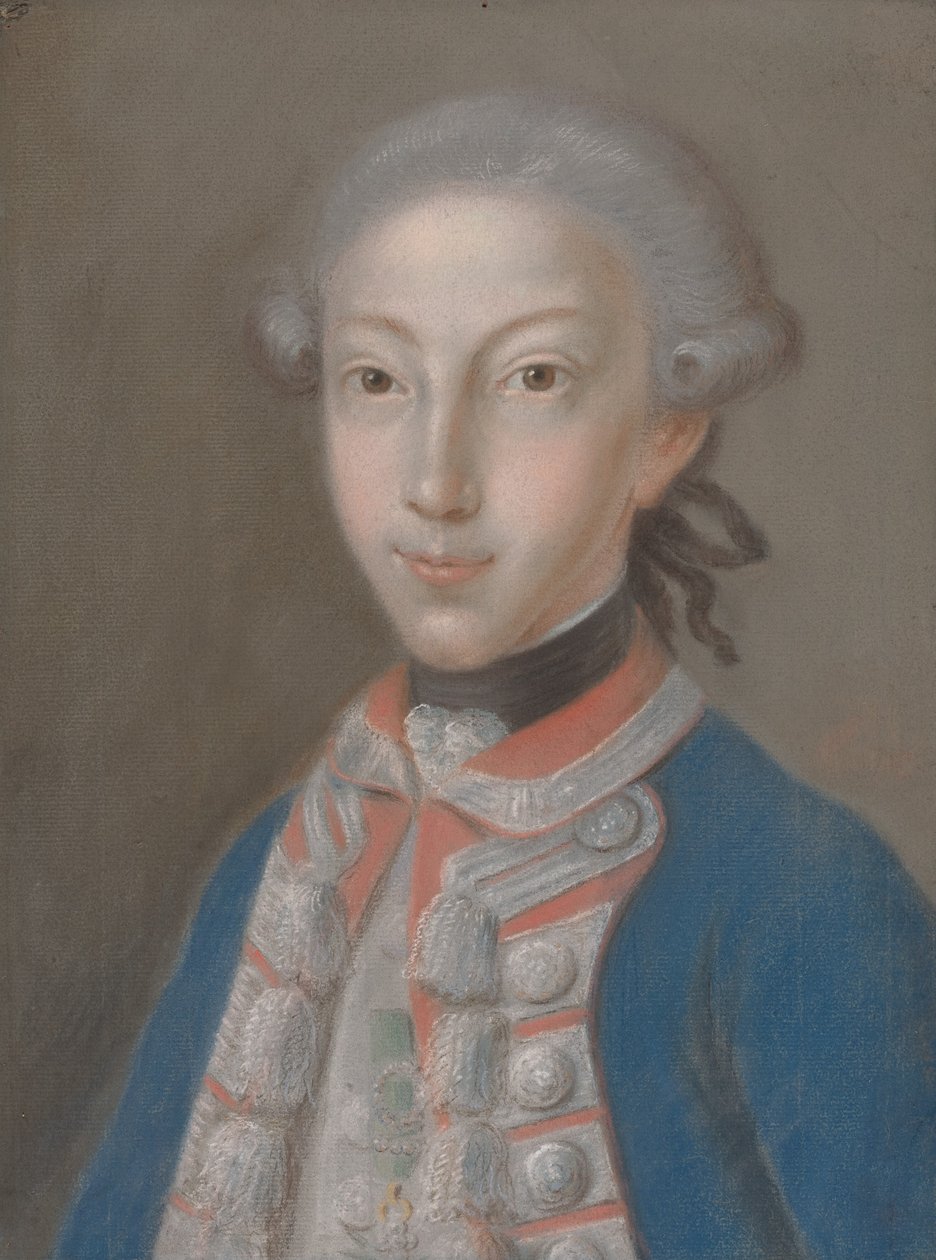 Nuoren miehen muotokuva univormussa tekijältä European 18th Century