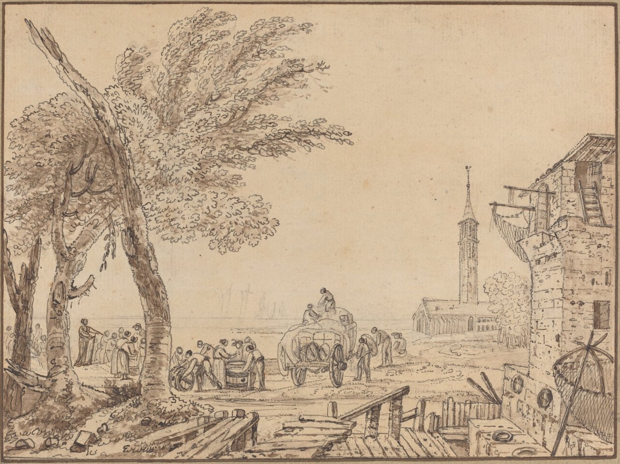 Näkymä satamaan tekijältä European 18th Century