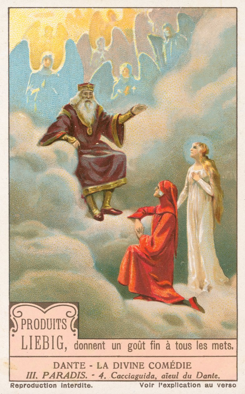 Dante, Jumalainen komedia, Liebig-kortti, 1900-luvun alku (kromo) tekijältä European School