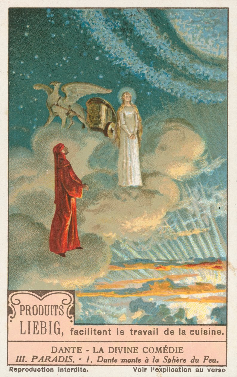 Dante, Jumalainen komedia, Liebig-kortti, 1900-luvun alku (kromo) tekijältä European School