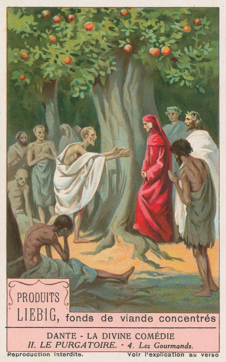 Dante, Jumalainen komedia, Liebig-kortti, 1900-luvun alku (kromo) tekijältä European School