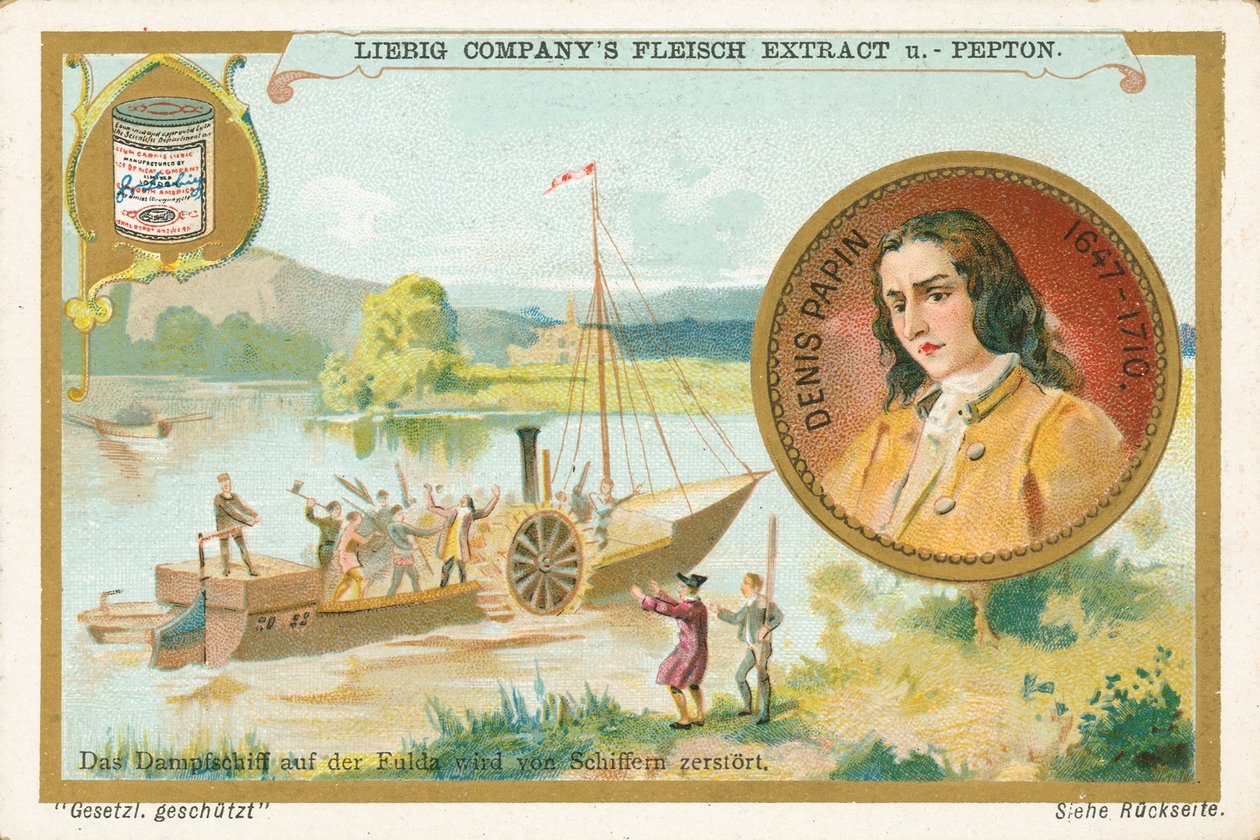 Denis Papin, Liebig-kortti, 1900-luvun alku (kromo) tekijältä European School