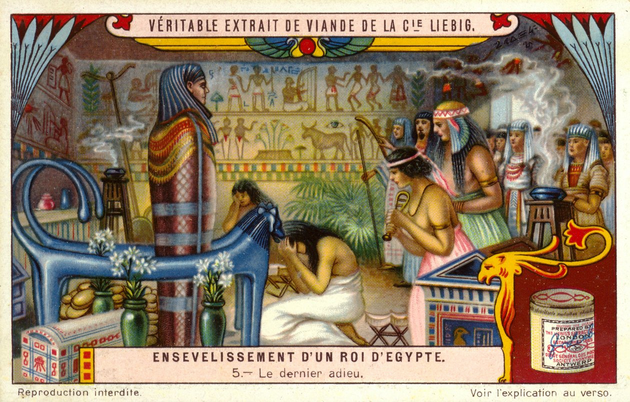 Viimeiset jäähyväiset kuolleelle egyptiläiselle faaraolle hänen haudassaan (kromoliittinen kuva). tekijältä European School