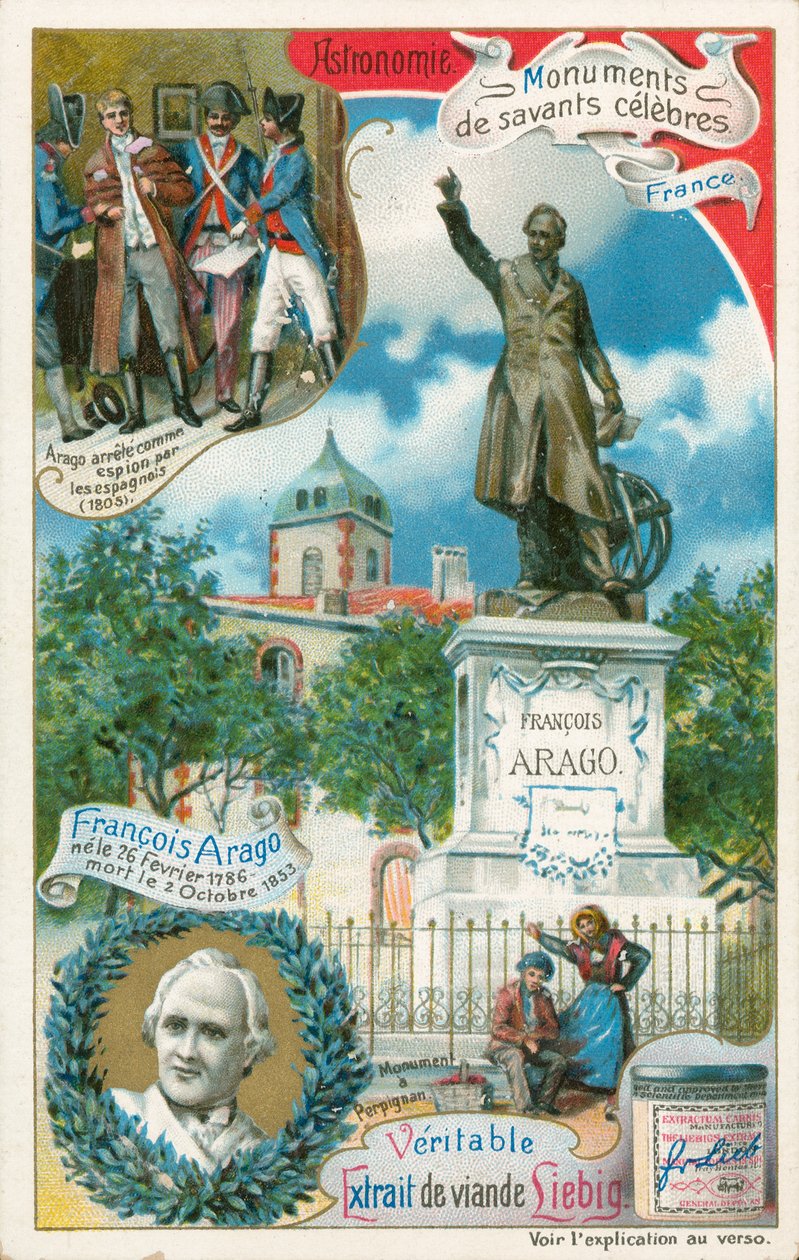 Francois Arago, Liebig-kortti, 1900-luvun alku (kromo) tekijältä European School
