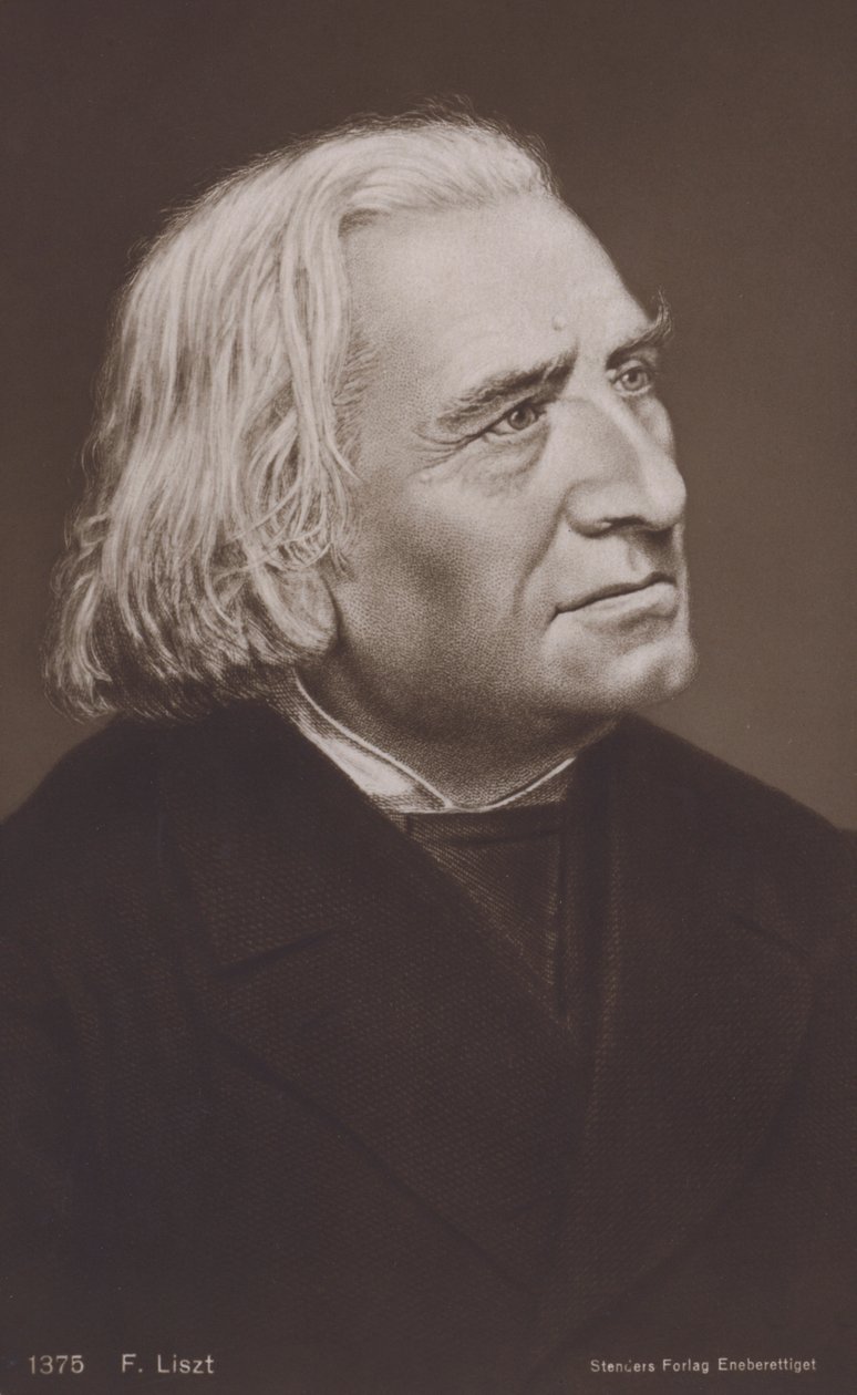 Franz Liszt, unkarilainen säveltäjä (litografia) tekijältä European School