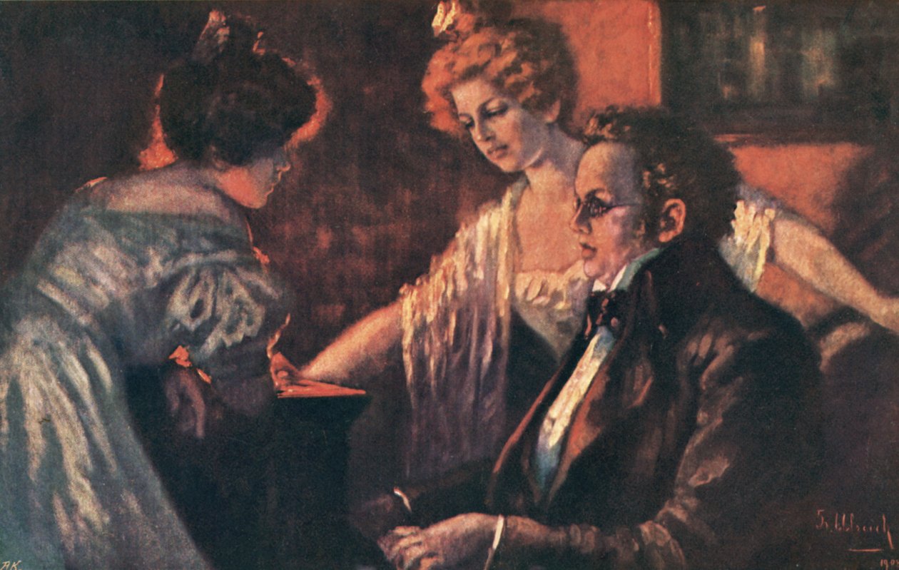 Franz Schubert, itävaltalainen säveltäjä (värilitografia) tekijältä European School