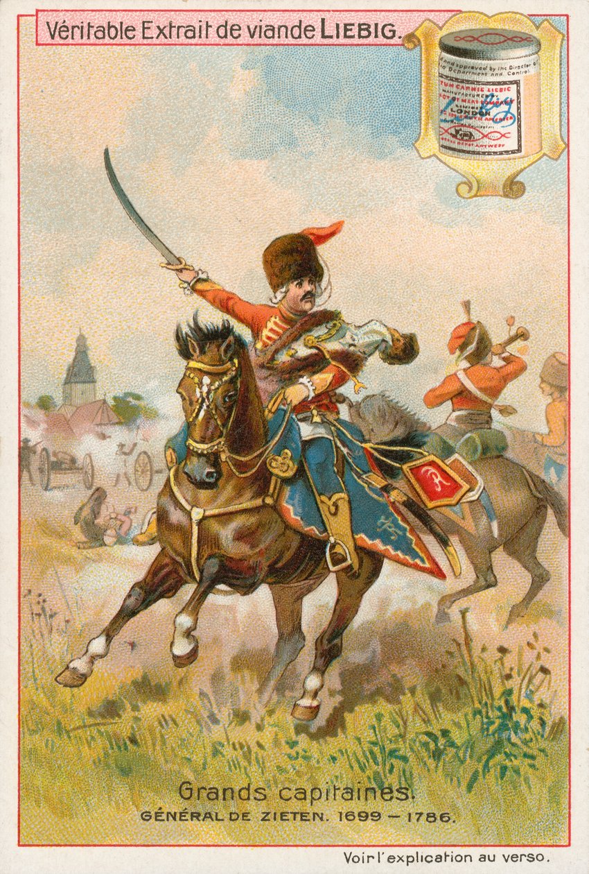 Kenraali de Zieten, Liebig-kortti, 1900-luvun alku (kromo) tekijältä European School