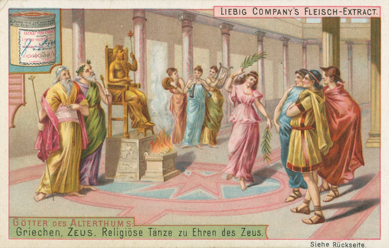 Kreikka, Zeus, Liebig-kortti, 1900-luvun alku (kromo) tekijältä European School