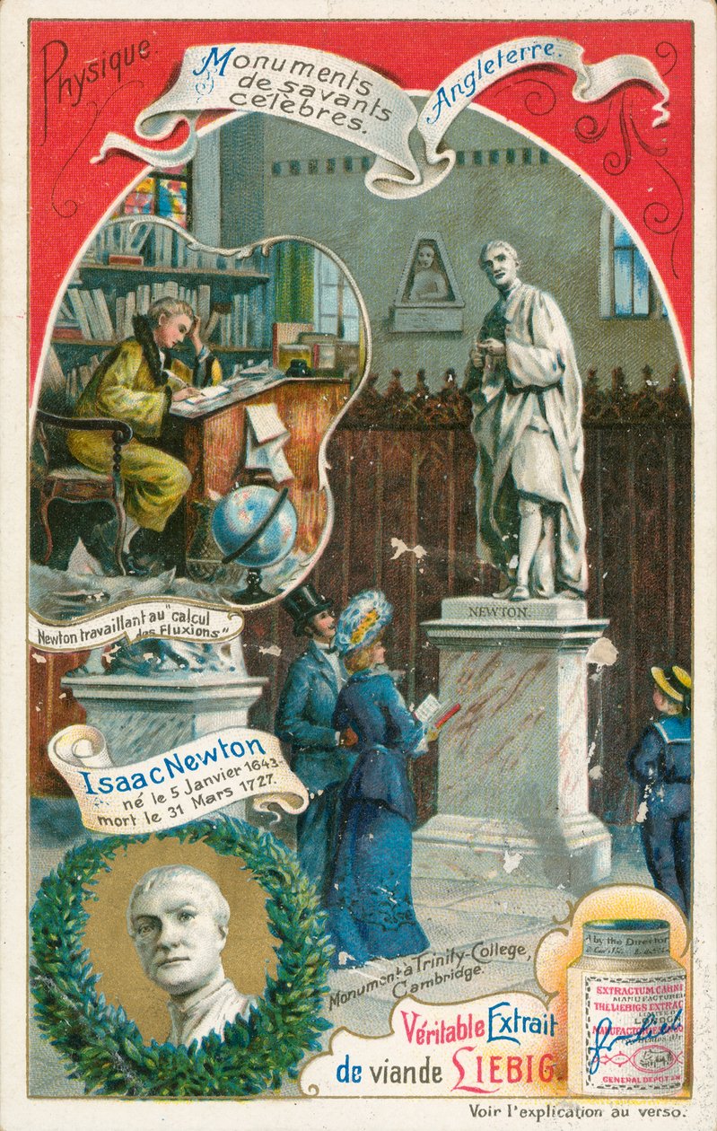 Isaac Newton, Liebig-kortti, 1900-luvun alku (kromo) tekijältä European School