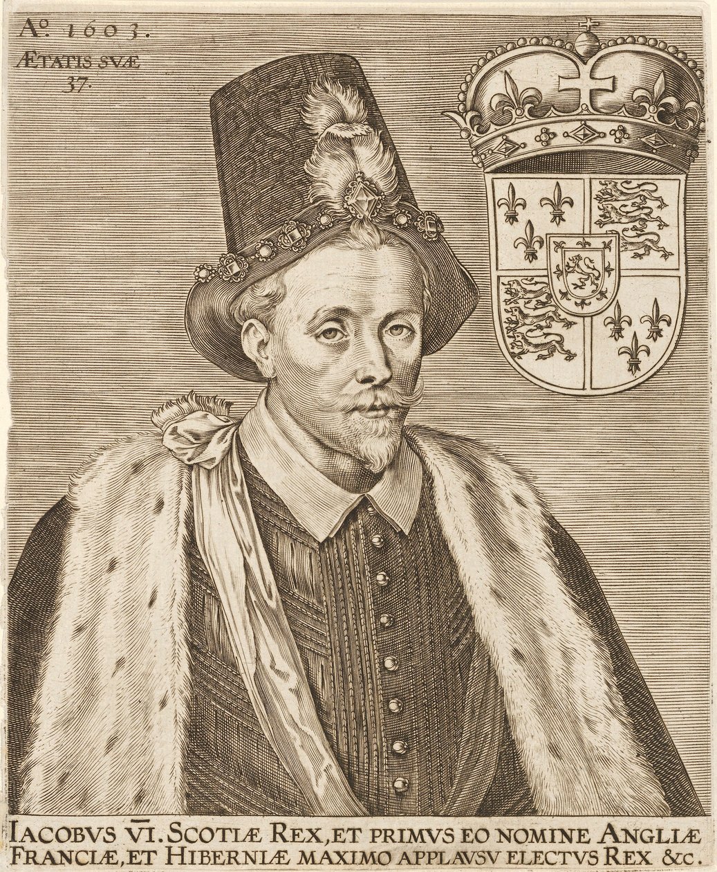 James VI Skotlannista ja James I Englannista, pub. 1603. tekijältä European School