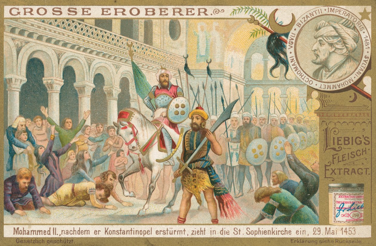 Mohammed II Konstantinopolissa, Liebig-kortti, 1900-luvun alku (kromo) tekijältä European School