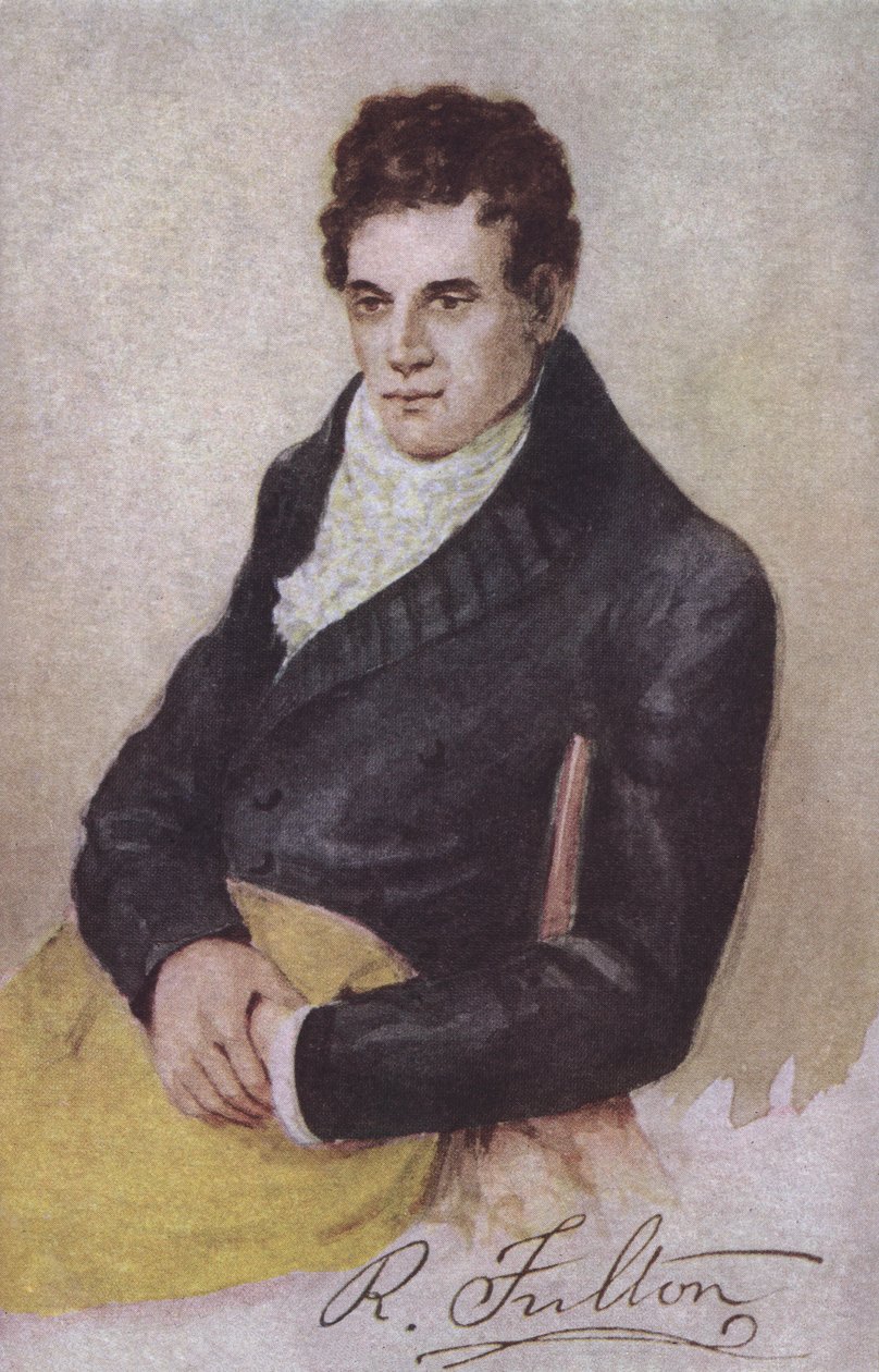 Robert Fulton, yhdysvaltalainen insinööri, keksijä ja höyrylaivojen pioneeri (väriliitoskuva) tekijältä European School