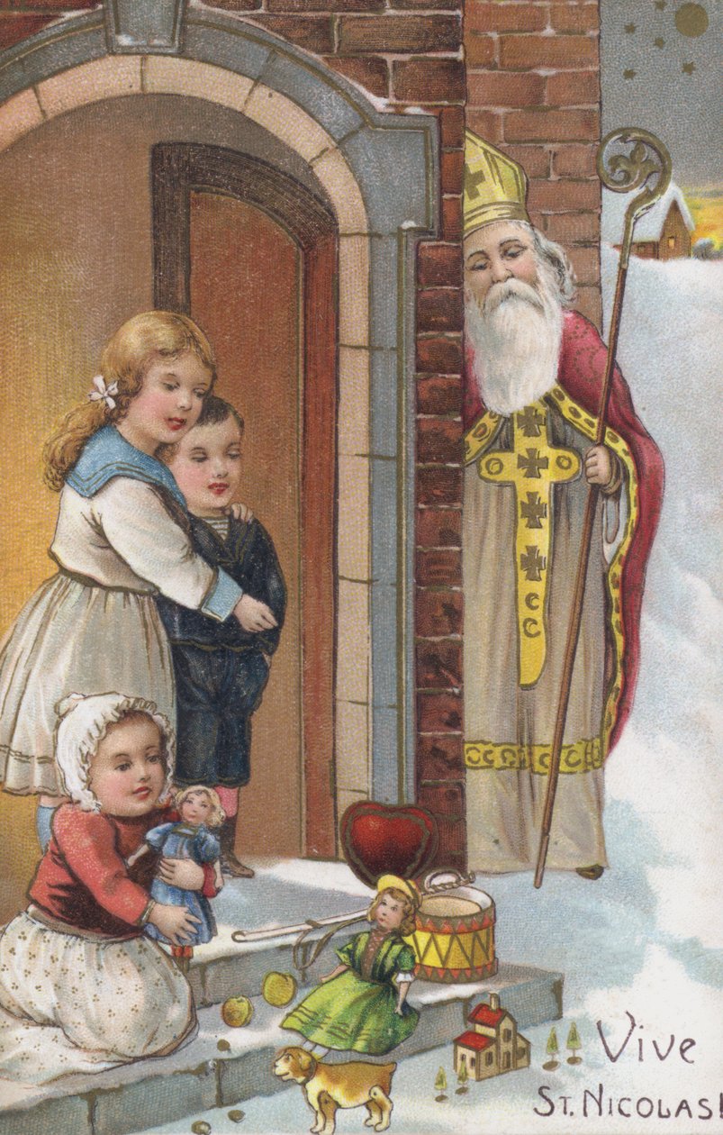 Pyhän Nikolauksen päivän kortti (chromolitho) tekijältä European School