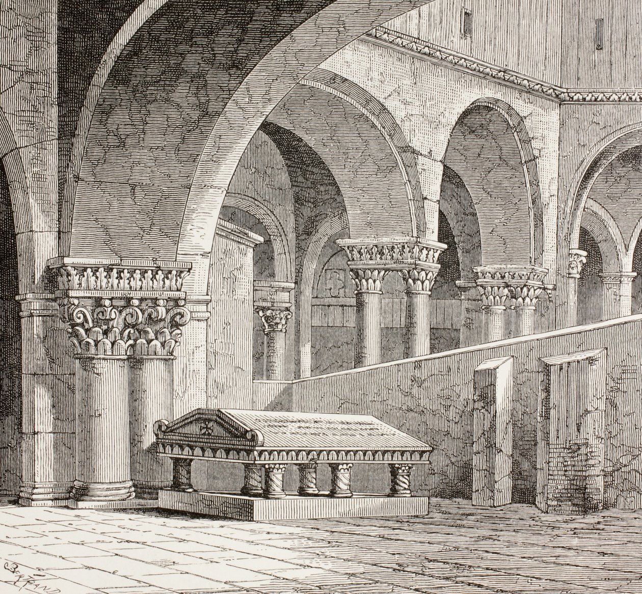 Godfrey de Bouillonin hauta Pyhän haudan kirkossa, Jerusalemissa, n. 1880 tekijältä European School
