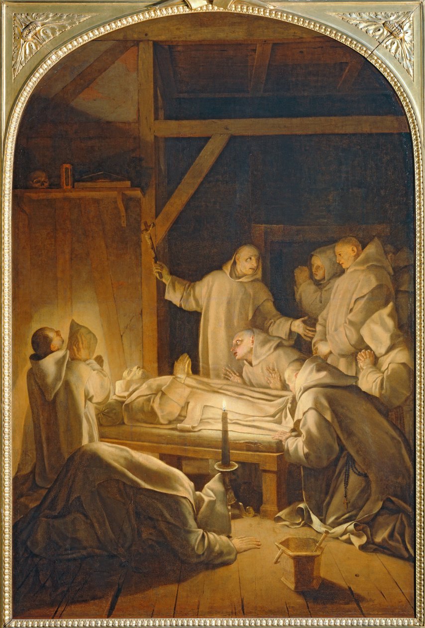 Mort de saint Bruno - Pyhän Brunon kuolema ... tekijältä Eustache (studio of) Le Sueur