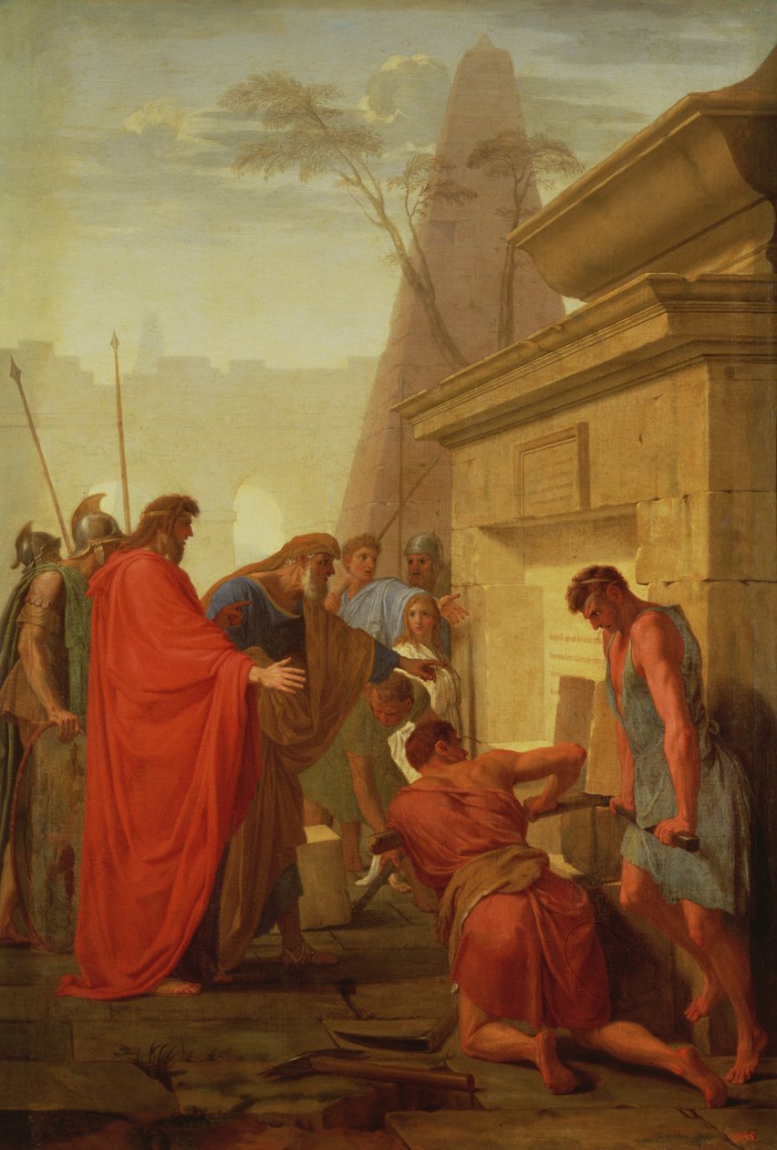 Darius Hystaspes avaa Nitocrisin haudan, noin 1649 tekijältä Eustache Le Sueur