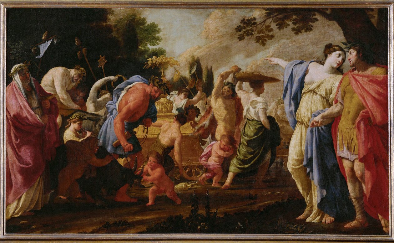 Poliphile assiste au triomphe de Bacchus - Poliphilo watches the triumph of Bacchus ... (maalaus kankaalle) tekijältä Eustache Le Sueur
