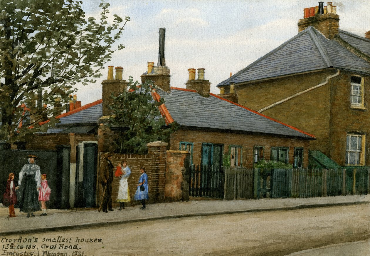 135-139 Oval Road: Croydon Smallest Houses, 1921 (wc paperilla) tekijältä Evacustes Arthur Phipson