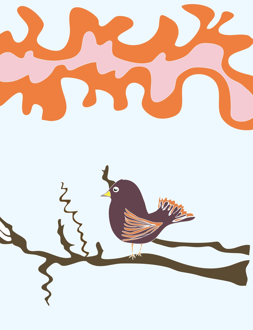 Bird On Branch, 2015 (käsin piirretty iPadilla Apple-kynällä) tekijältä Evan Sklar