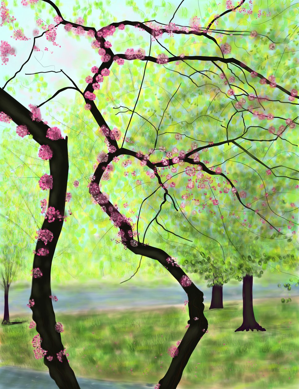 Blossoming Tree, Brooklyn (digitaalista taidetta) tekijältä Evan Sklar