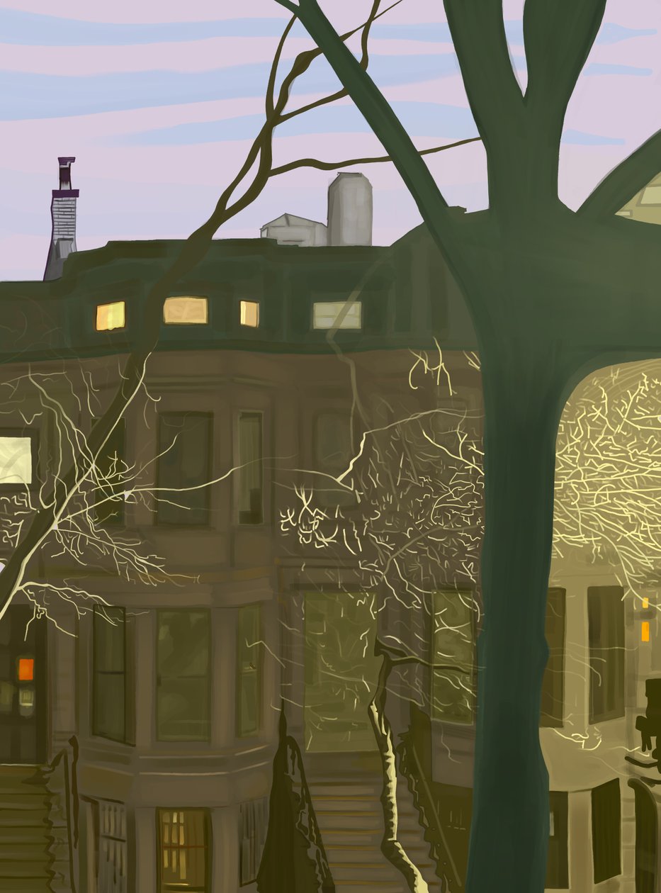 Brownstone At Night (digitaalista taidetta) tekijältä Evan Sklar