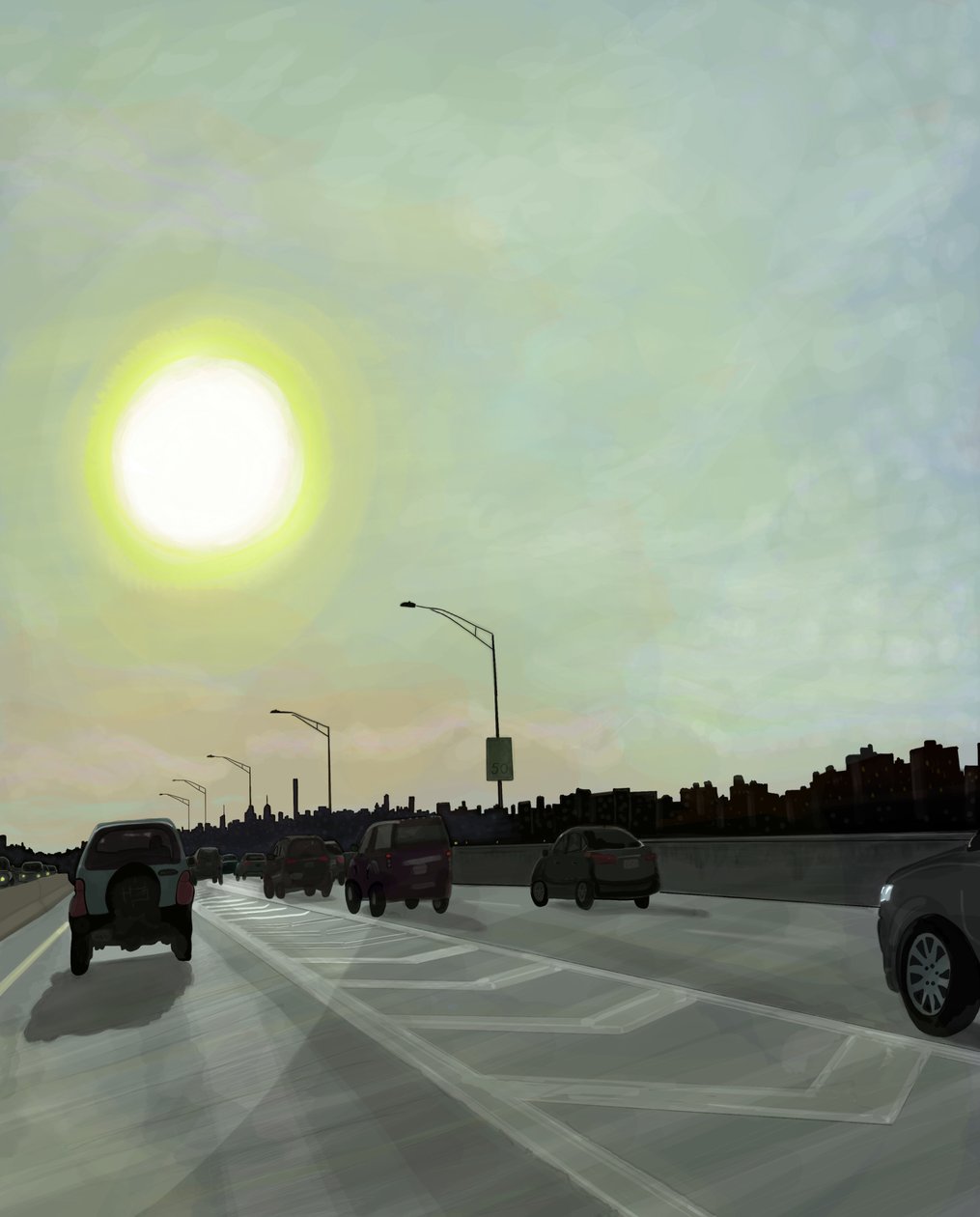 Bruckner Expressway , Brooklyn (digitaalista taidetta) tekijältä Evan Sklar