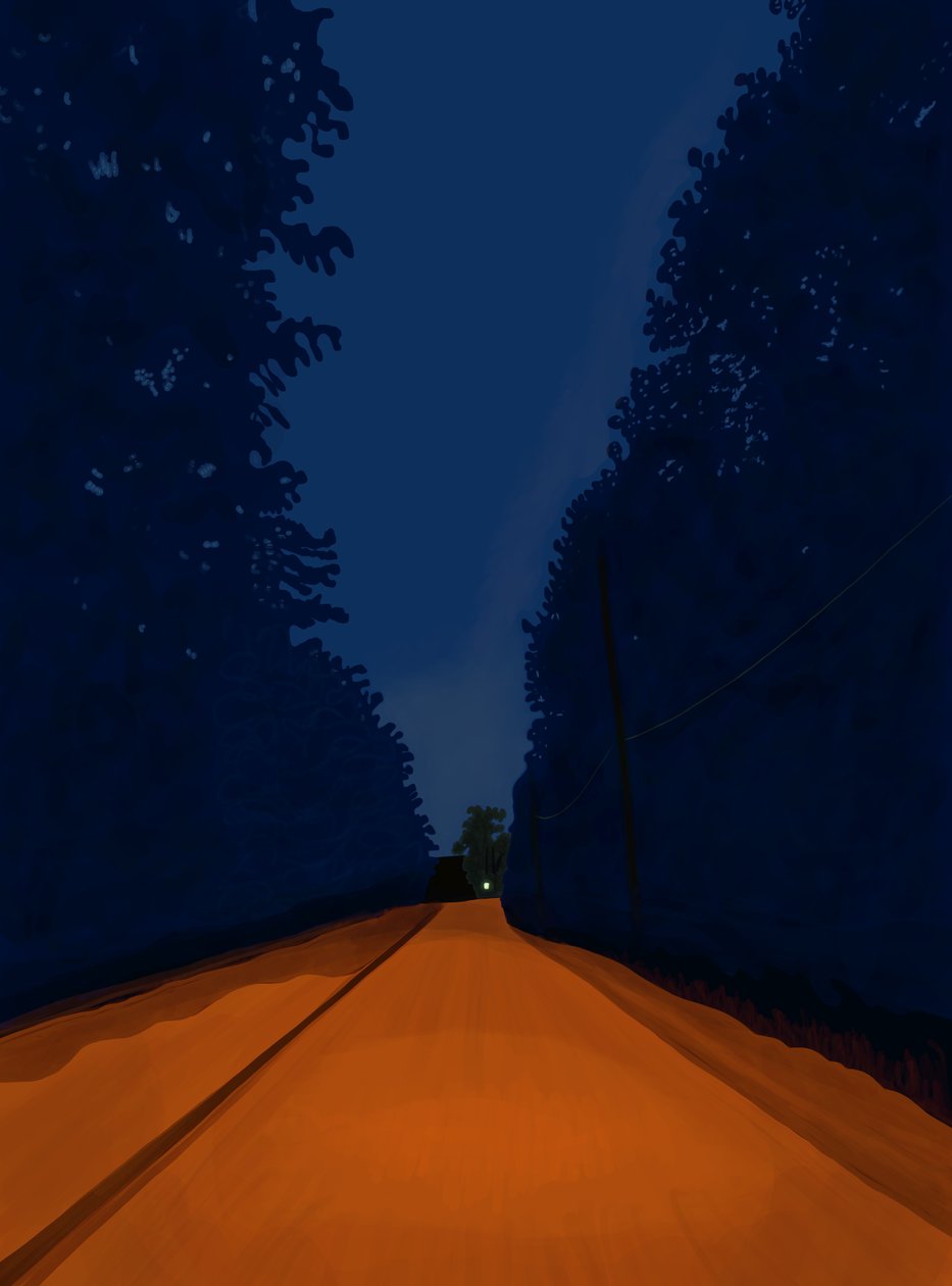 Dirt Road At Night, Brooklyn (digitaalista taidetta) tekijältä Evan Sklar