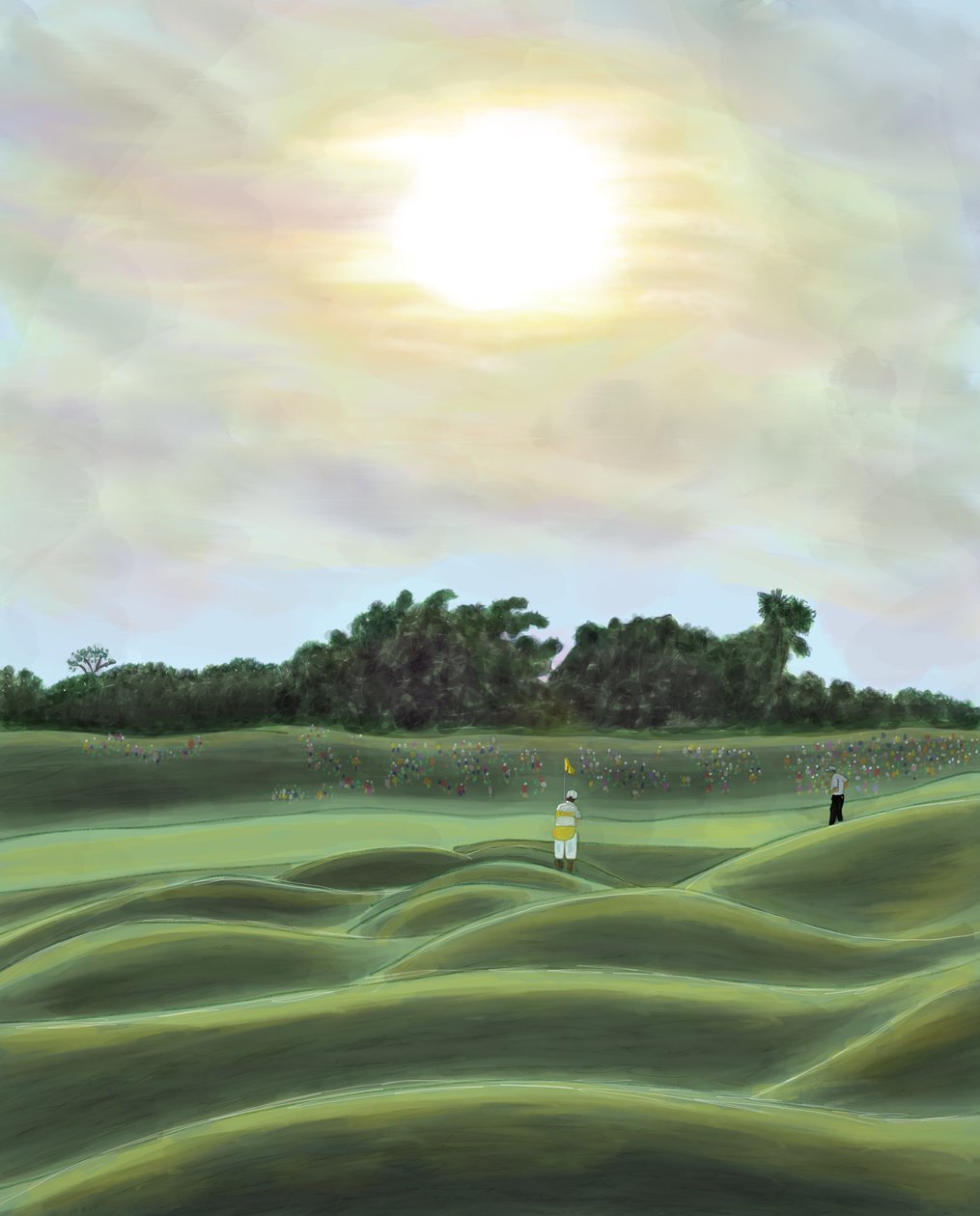 Golfkenttä ja katsojat, Brooklyn (digitaalista taidetta) tekijältä Evan Sklar