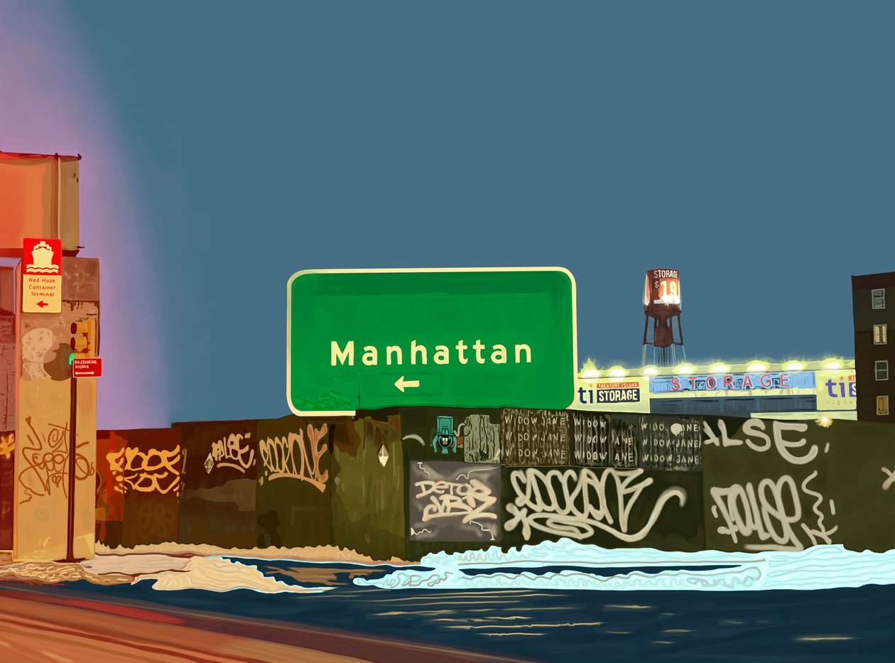Hamilton Avenue Exit, Brooklyn (digitaalista taidetta) tekijältä Evan Sklar