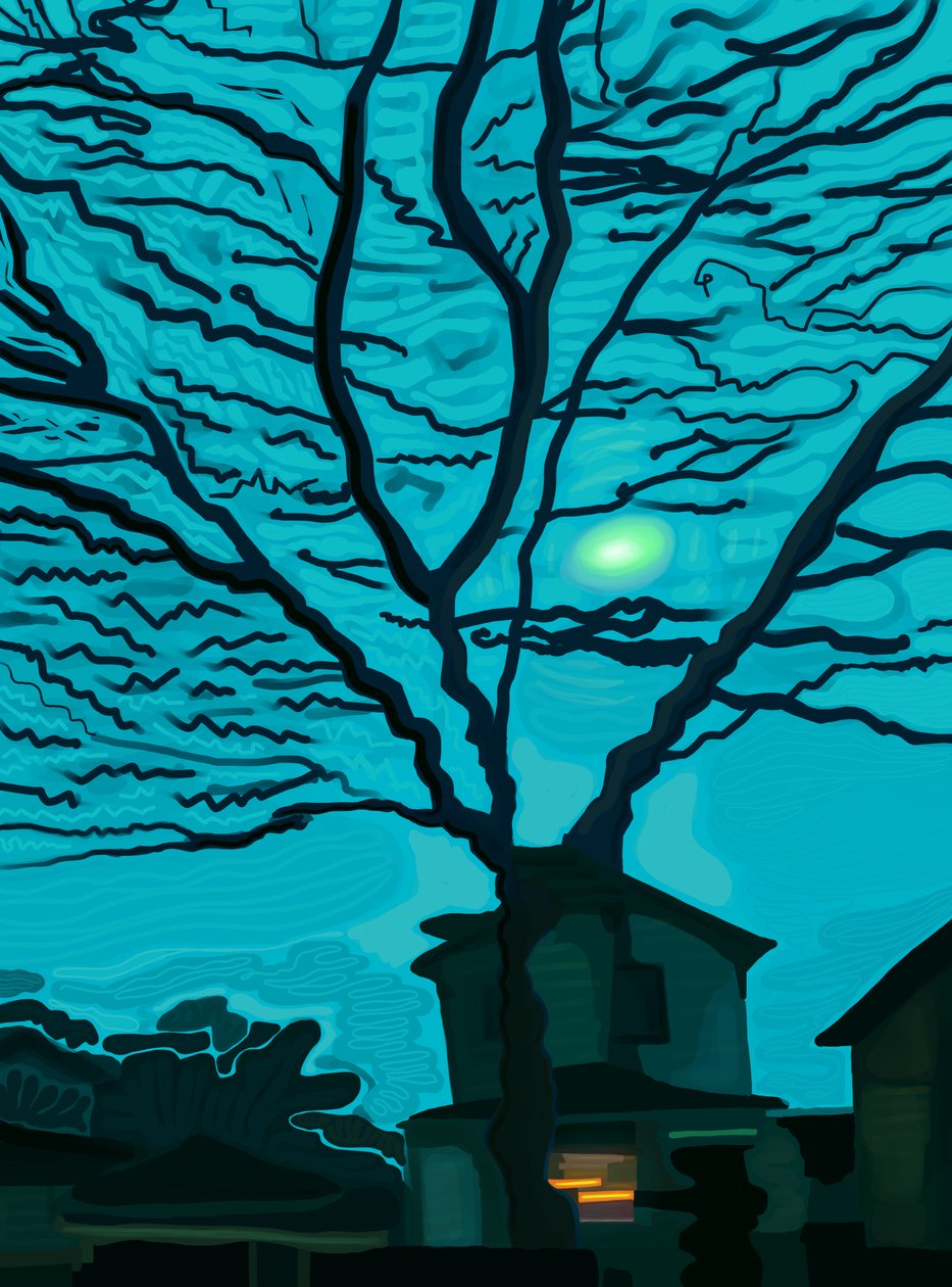 House in Queens at Night (digitaalista taidetta) tekijältä Evan Sklar