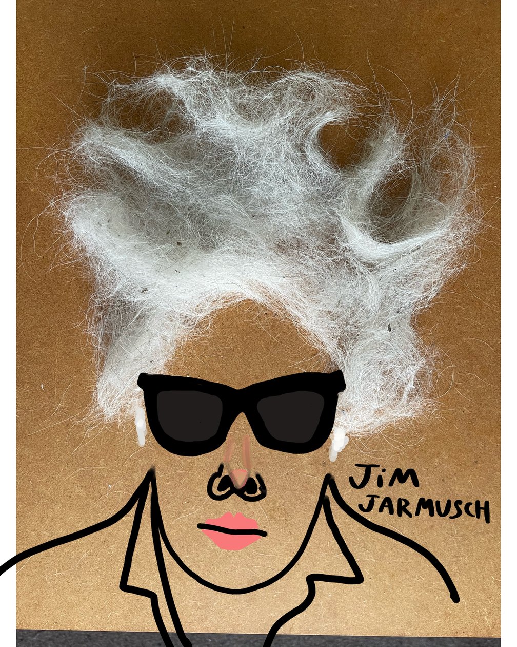 Jim Jarmusch (kollaasipiirros) tekijältä Evan Sklar