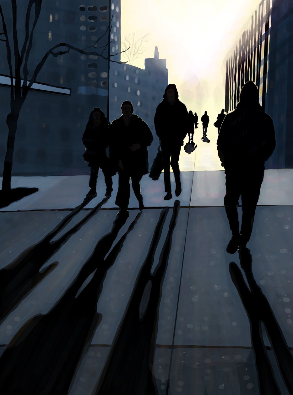 Manhattan Sidewalk (digitaalista taidetta) tekijältä Evan Sklar