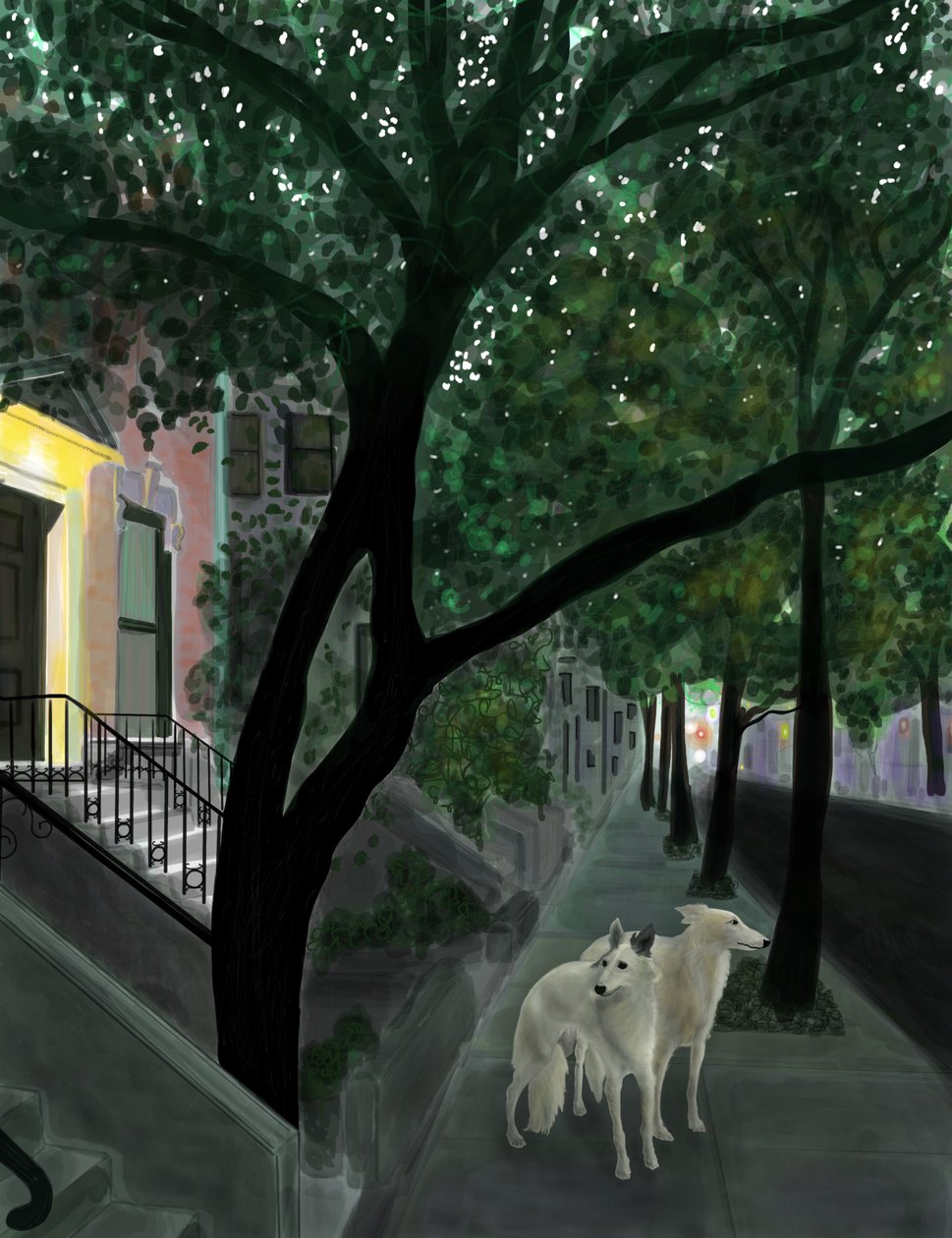 Minnie ja Penny jalkakäytävällä, Brooklyn (digitaalista taidetta) tekijältä Evan Sklar