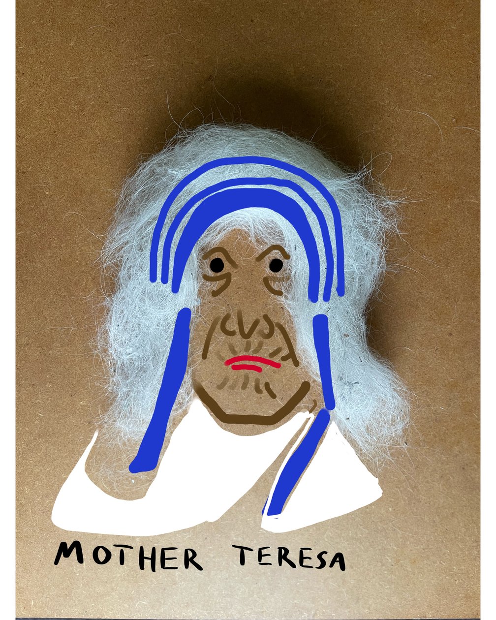 Äiti Teresa (kollaasipiirros) tekijältä Evan Sklar