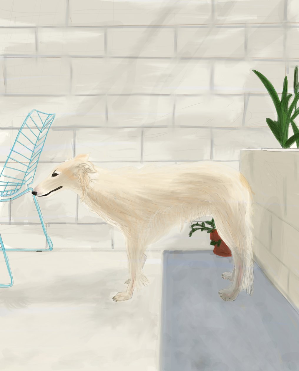 Penny On The Back Porch 2017 (käsin piirretty iPadilla Apple-kynällä) tekijältä Evan Sklar