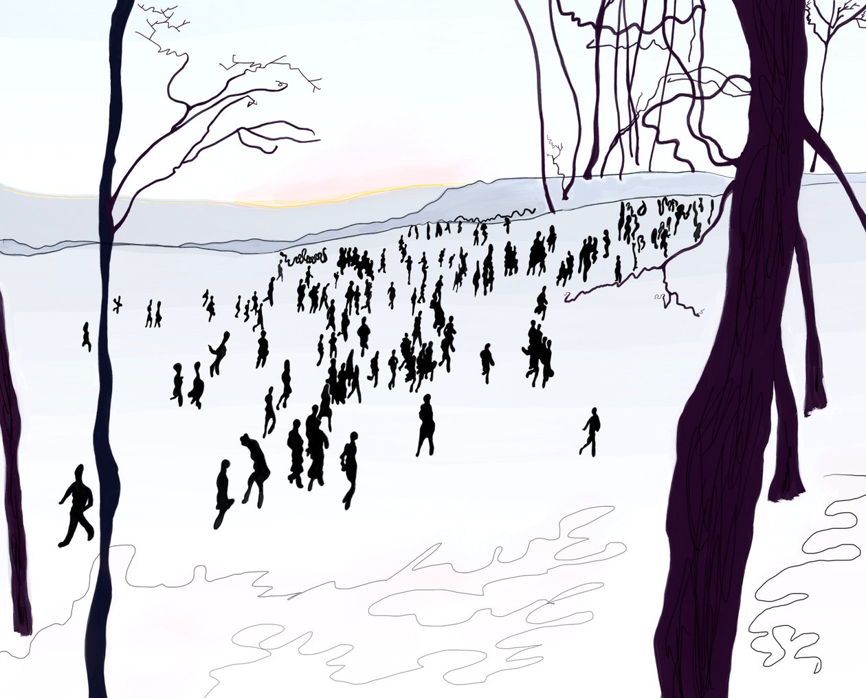 Prospect Park, talvi (digitaalista taidetta) tekijältä Evan Sklar