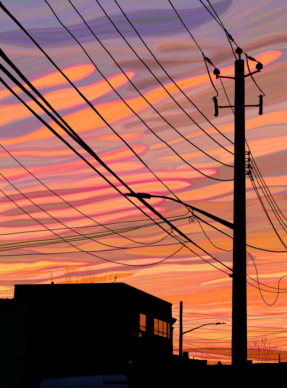 Red Hook, Brooklyn, aamunkoitto (digitaalista taidetta) tekijältä Evan Sklar