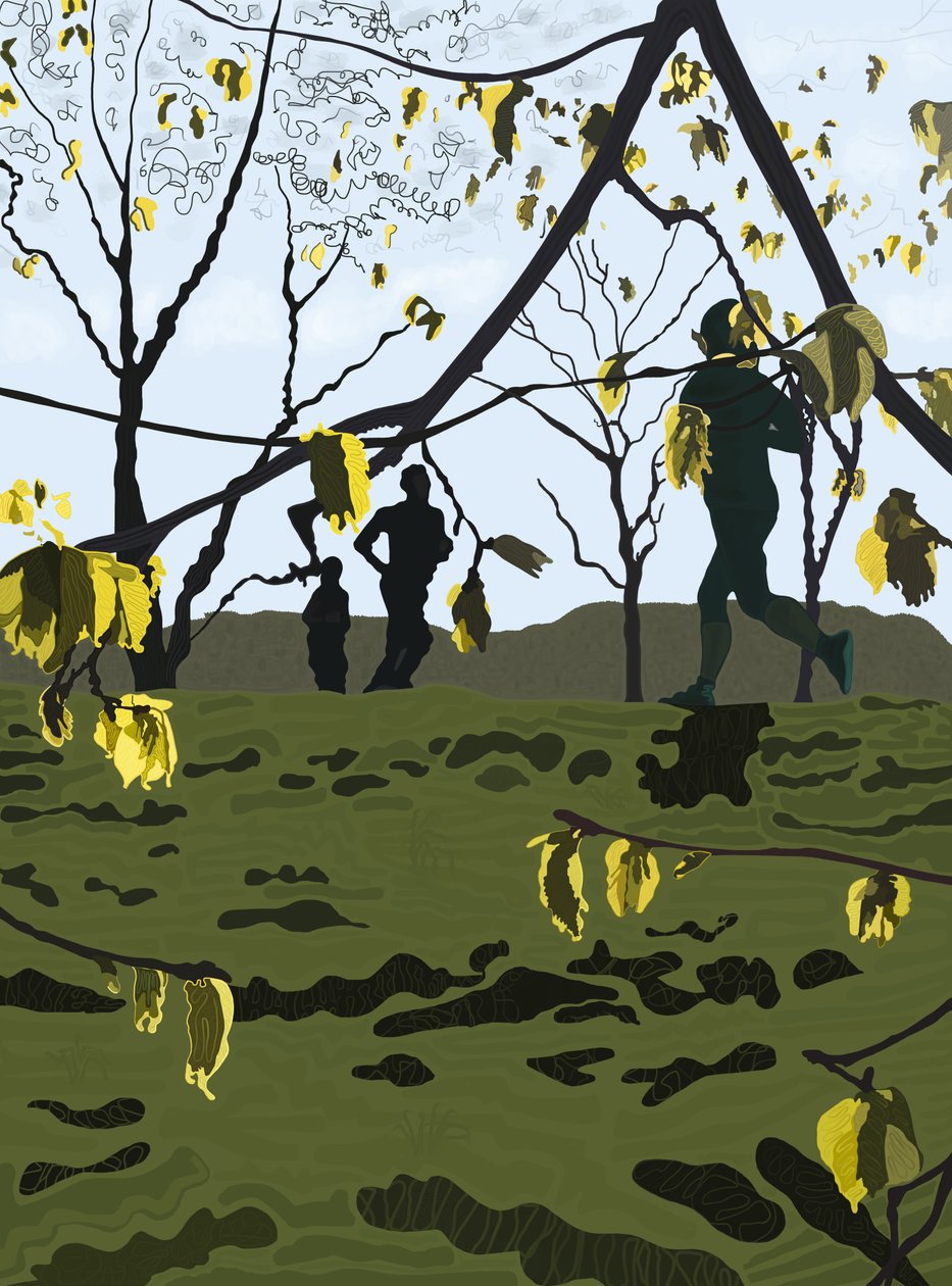 Juoksijat, Prospect Park (digitaalista taidetta) tekijältä Evan Sklar