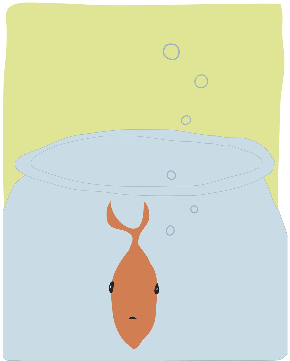 Single Goldfish In Bowl, 2015 (käsin piirretty iPadilla Apple-kynällä). tekijältä Evan Sklar