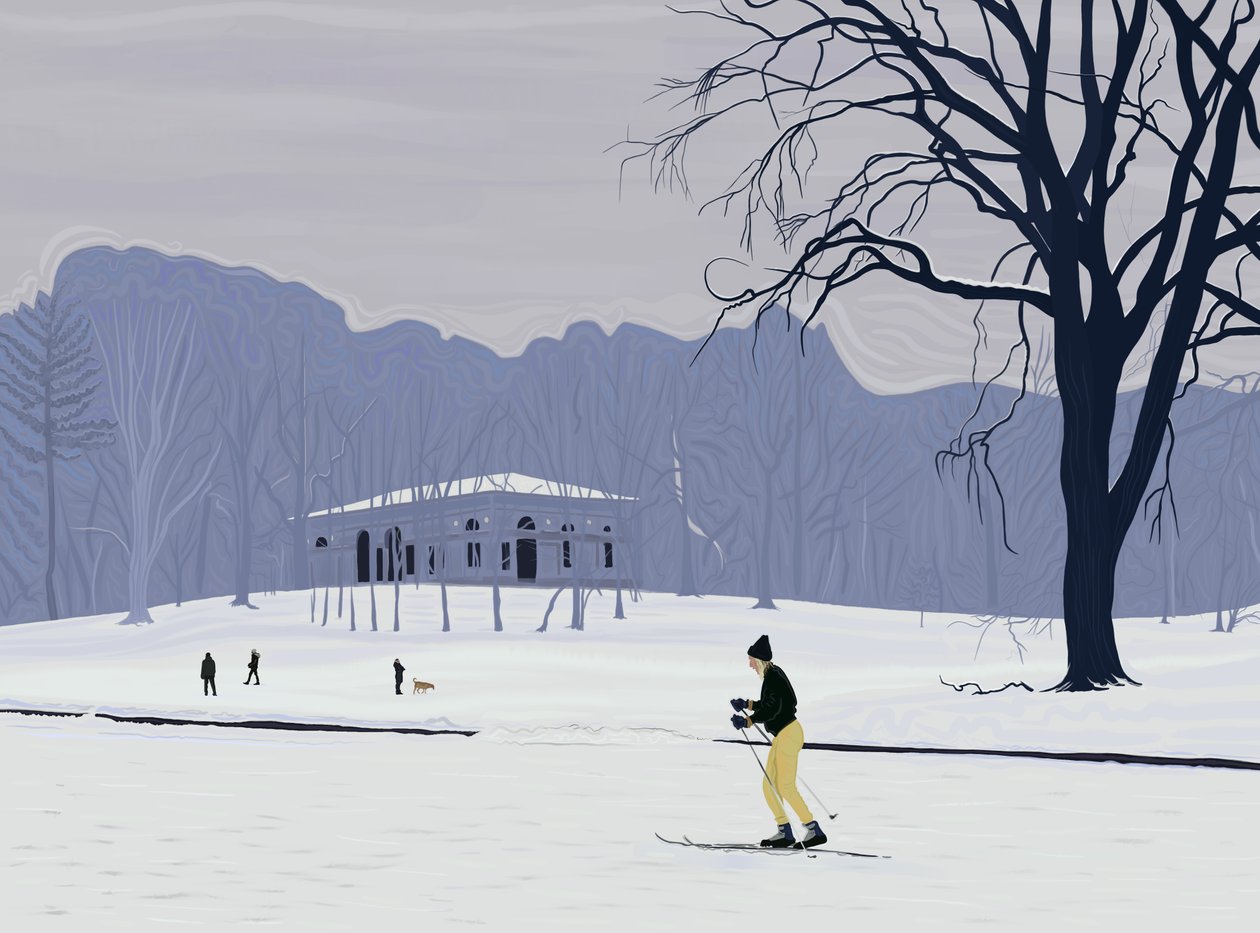 Hiihtäjä, Prospect Park , Brooklyn (digitaalista taidetta) tekijältä Evan Sklar