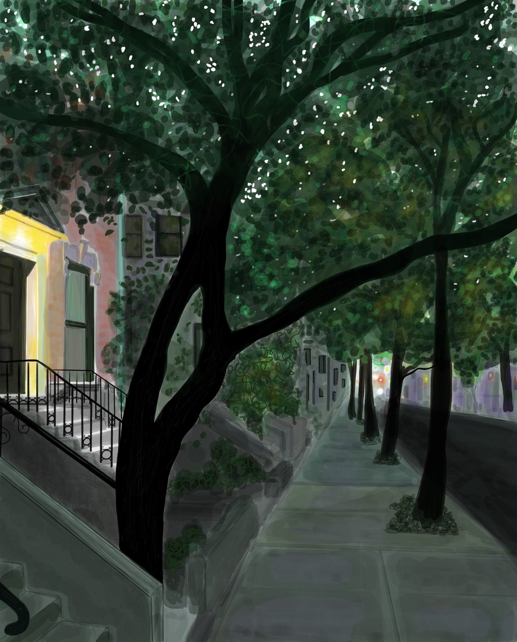 Top of Block, Brooklyn (digitaalista taidetta) tekijältä Evan Sklar