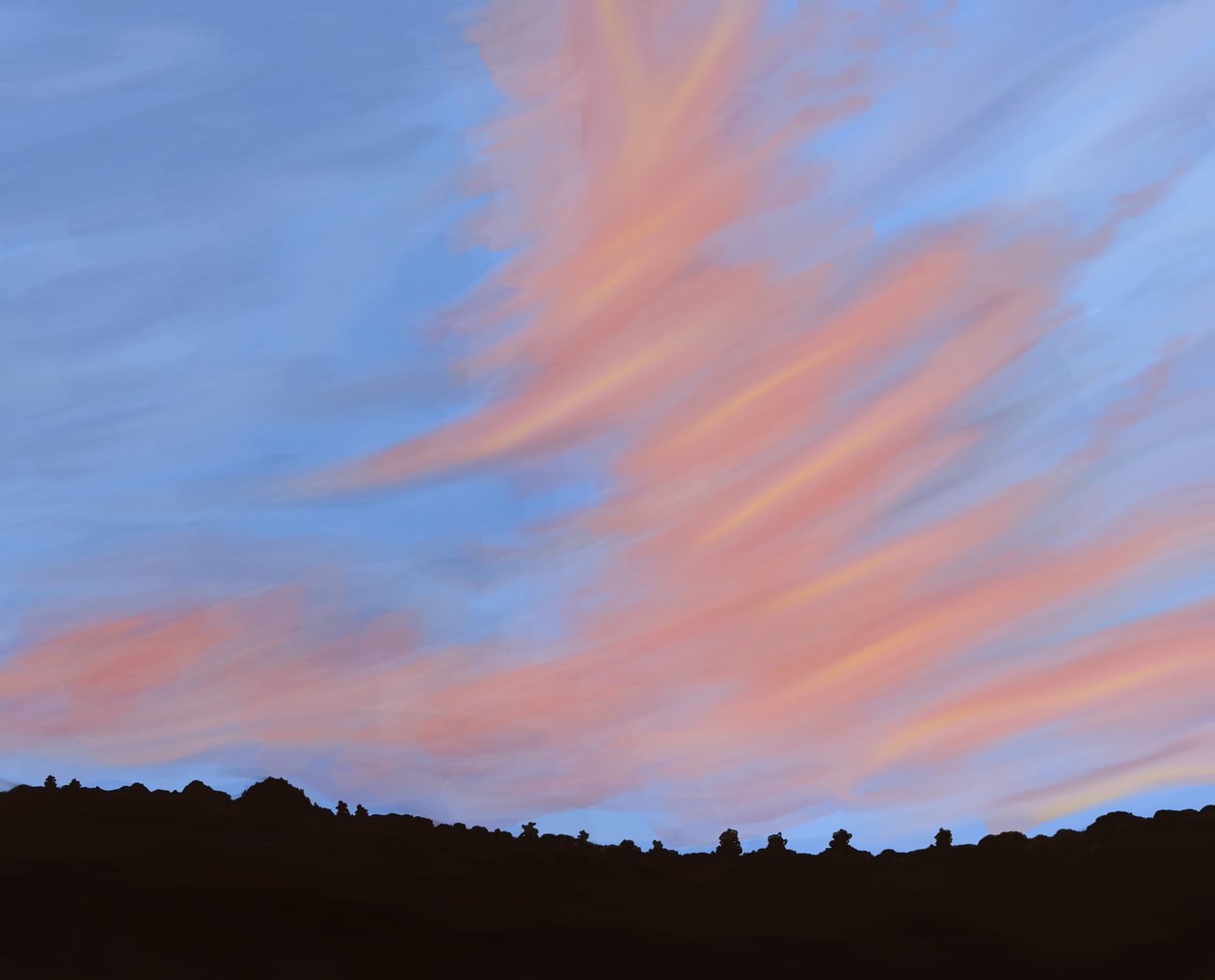 Tree Line, Hudson Valley, 2018 (käsin piirretty iPadilla Apple-kynällä). tekijältä Evan Sklar