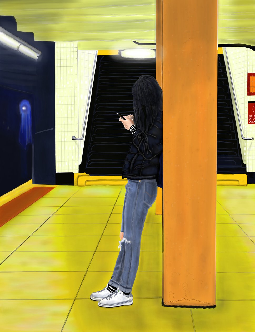 Waiting For the F Train, Brooklyn (digitaalista taidetta) tekijältä Evan Sklar