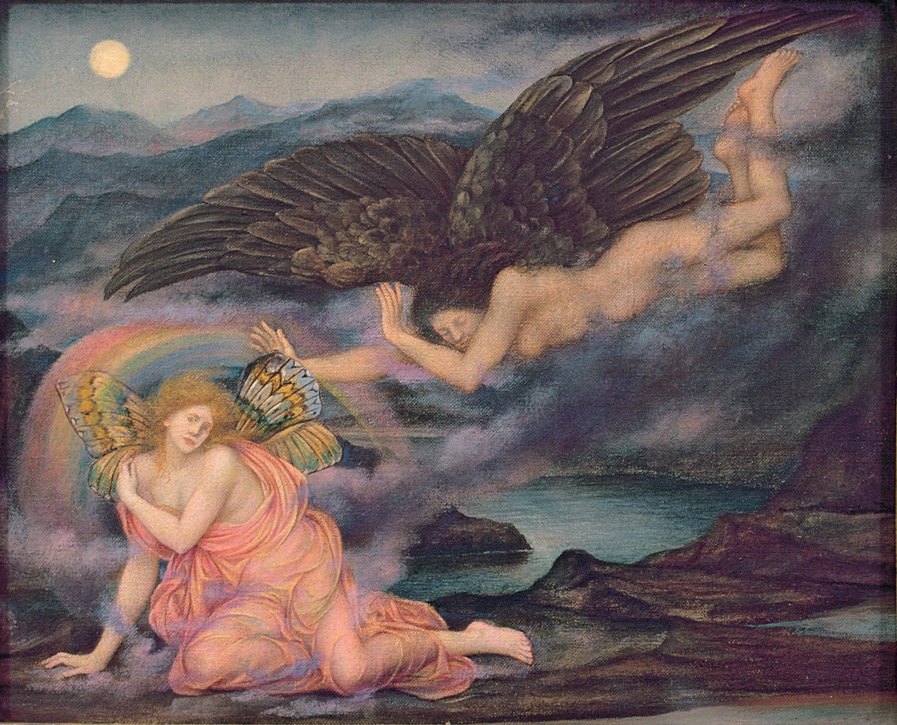 Perhosen kuolema, n. 1905-1910 tekijältä Evelyn De Morgan