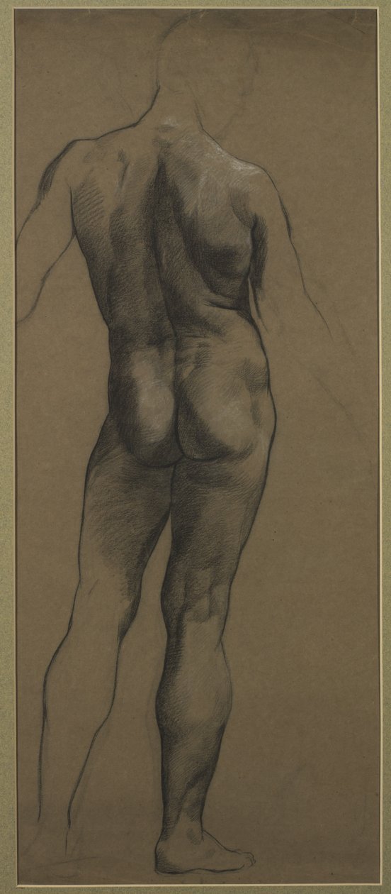 Miesten alastontutkimus (musta ja valkoinen liitu ruskealla paperilla) tekijältä Evelyn De Morgan