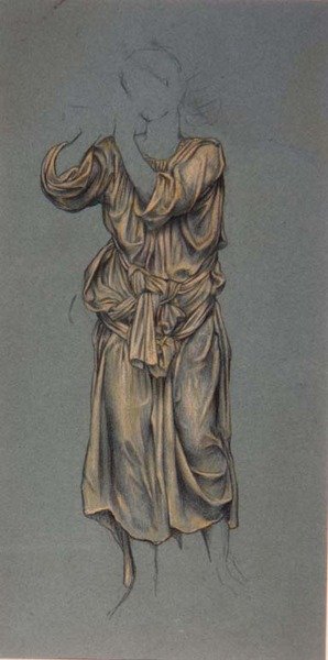 Drapery Study ikuisen nuoruuden hahmolle "Tiimalasi", n. 1904-1905 (liitu paperille) (yksityiskohta vuodelta 28828) tekijältä Evelyn De Morgan