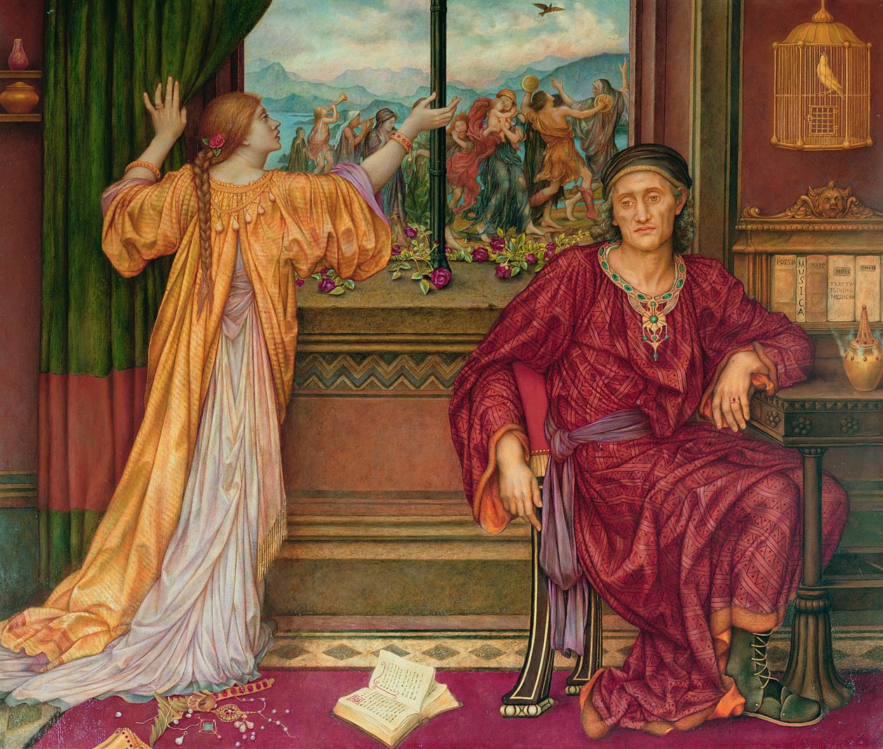 La cage doree - Kullattu häkki, kirjoittanut De Morgan, Evelyn (1855-1919). Öljy kankaalle, Vuosina 1900-1919. Watts Gallery tekijältä Evelyn De Morgan