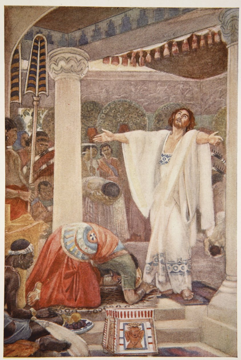 Daniel tulkitsee Nebukadnessarin unen, kuva Lewis Spencen teoksesta Babylonian ja Assyrian myyttejä ja legendoja. tekijältä Evelyn Paul