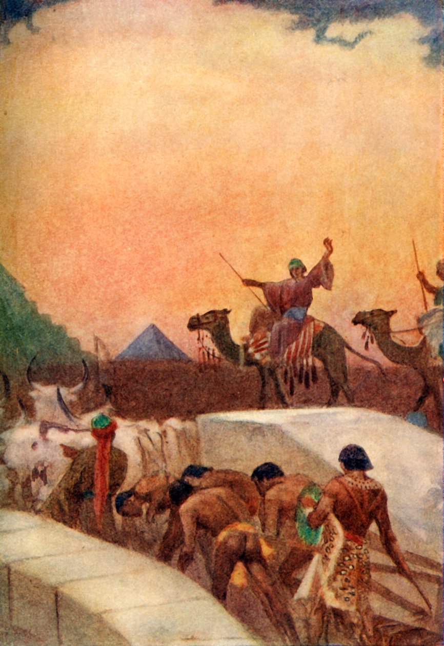 "Kivipalojen vetäminen pyramideihin", 1915. tekijältä Evelyn Paul